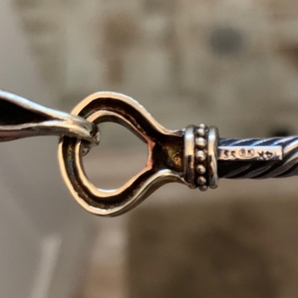 14K Gold and Silver Twisted Rope Choker Necklace - Picture 10 of 10